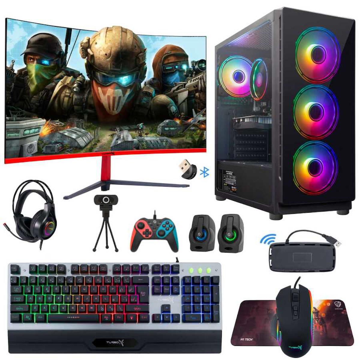 Turbox Tx1940 Harici GeForce GTX 1050 Ti Ekran Kartlı Intel Core i5 3470 16 GB DDR3 256 GB SSD 23.6 inç FULL HD FreeDos Masaüstü Oyuncu Bilgisayarı