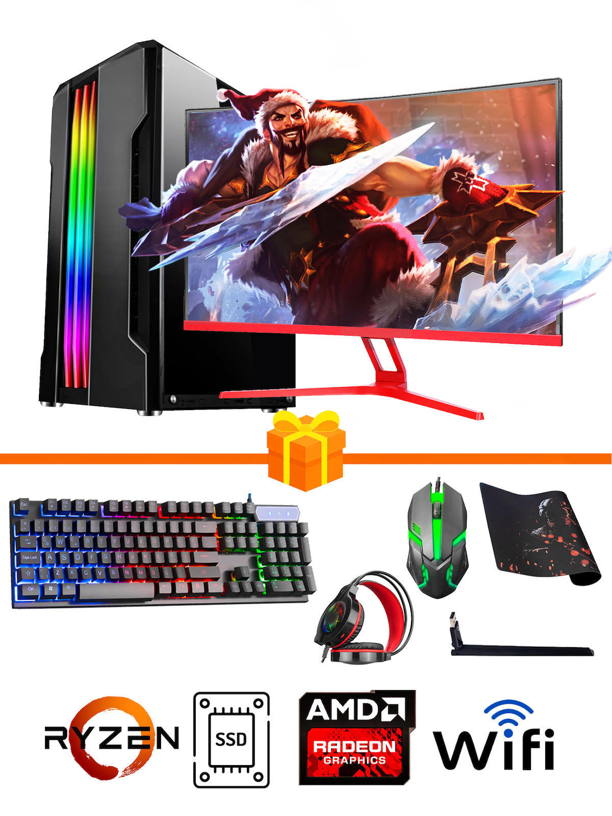 Ramtech Gaming RG505-071 Harici Radeon RX 550 Ekran Kartlı AMD Ryzen 5500 16 GB DDR4 256 GB SSD 27 inç FULL HD FreeDos Masaüstü Oyuncu Bilgisayarı