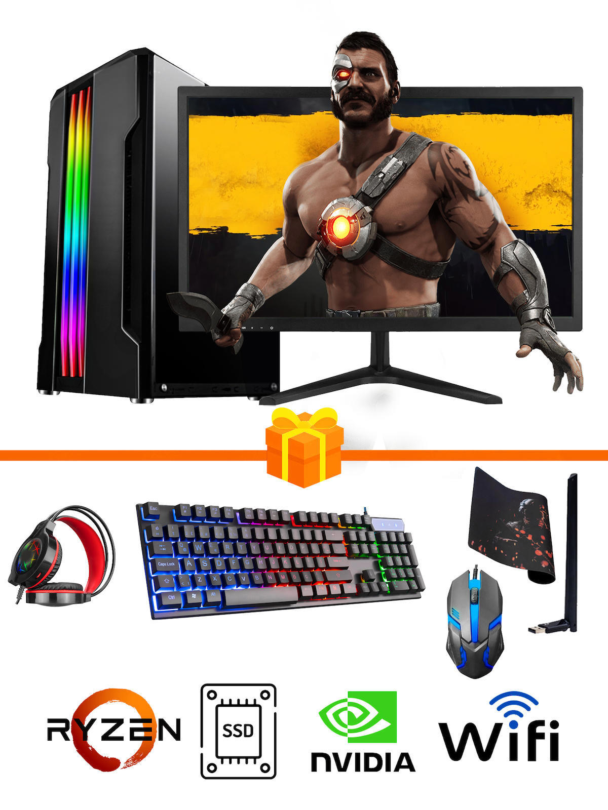 Ramtech Gaming RG505-096 Harici GeForce GTX 1050 Ti Ekran Kartlı AMD Ryzen 5500 32 GB DDR4 256 GB SSD 21.5 inç FULL HD FreeDos Masaüstü Oyuncu Bilgisayarı