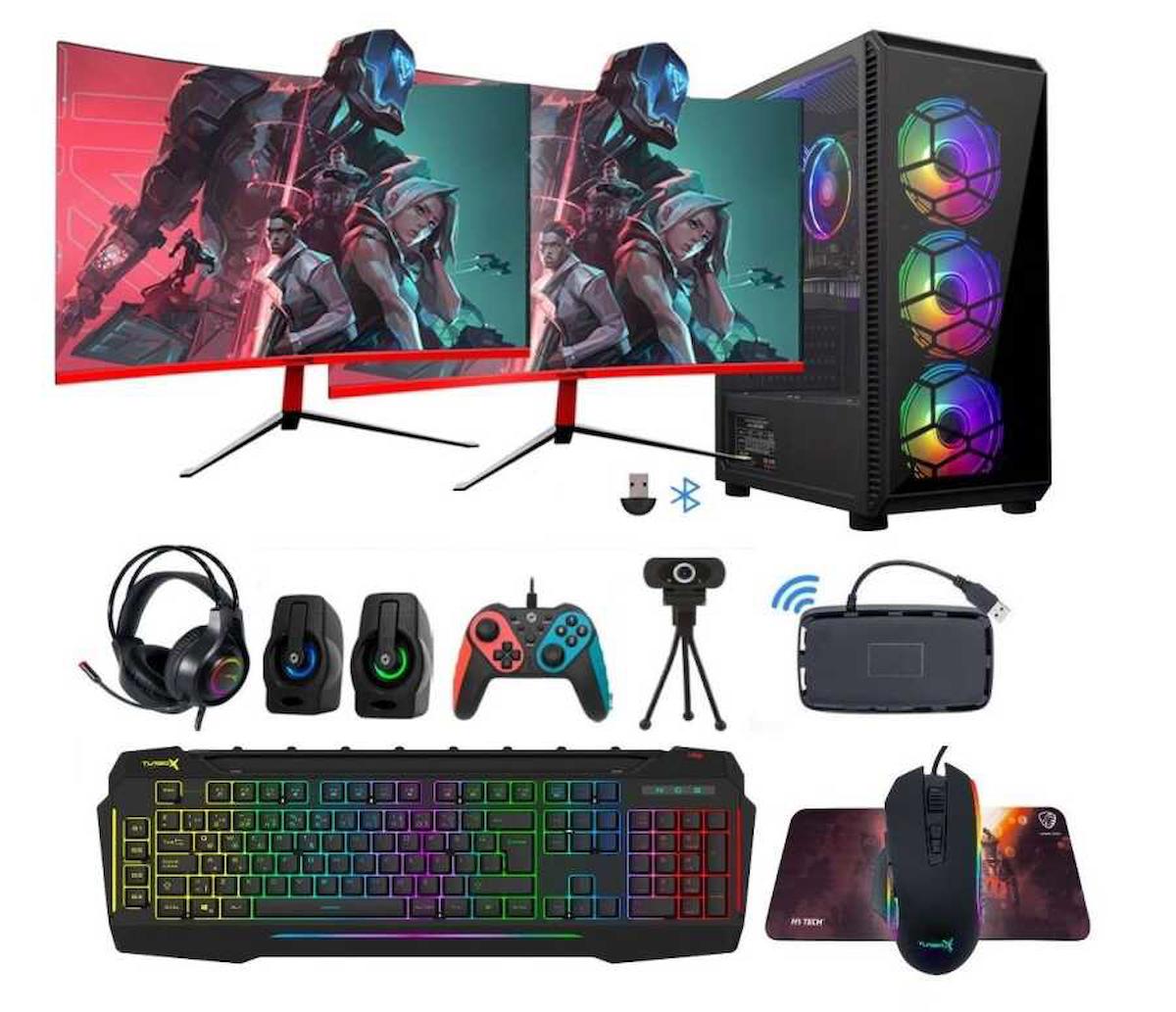 Turbox Tx1939 Harici GeForce GTX 1050 Ti Ekran Kartlı Intel Core i5 3470 16 GB DDR3 256 GB SSD 23.6 inç FULL HD FreeDos Masaüstü Oyuncu Bilgisayarı