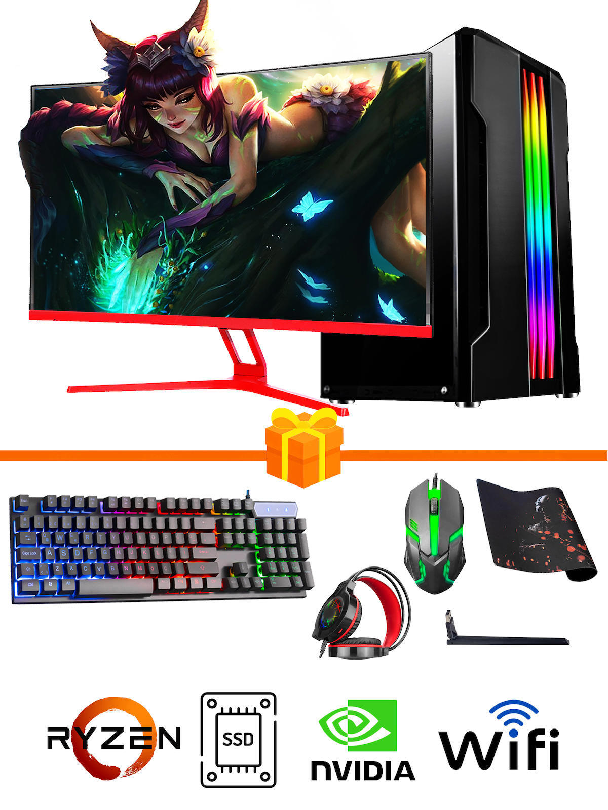 Ramtech Gaming RG505-0157 Harici GeForce GTX 1650 Ekran Kartlı AMD Ryzen 5500 32 GB DDR4 512 GB SSD 27 inç FULL HD FreeDos Masaüstü Oyuncu Bilgisayarı
