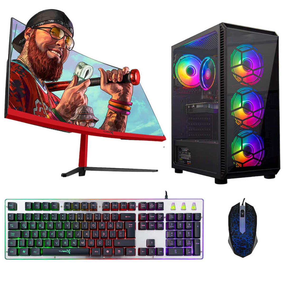 Turbox Tx4393 Harici Radeon RX 560 Ekran Kartlı Intel Core i5 4440 16 GB DDR3 1 TB SSD 23.6 inç FULL HD FreeDos Masaüstü Oyuncu Bilgisayarı