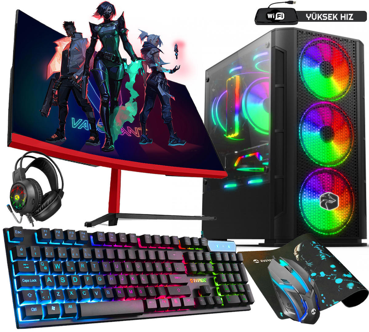 Biggamex ZP46 Harici GeForce GTX 1050 Ti Ekran Kartlı Intel Core i5 3470 16 GB DDR3 256 GB SSD 23.8 inç FULL HD FreeDos Masaüstü Oyuncu Bilgisayarı