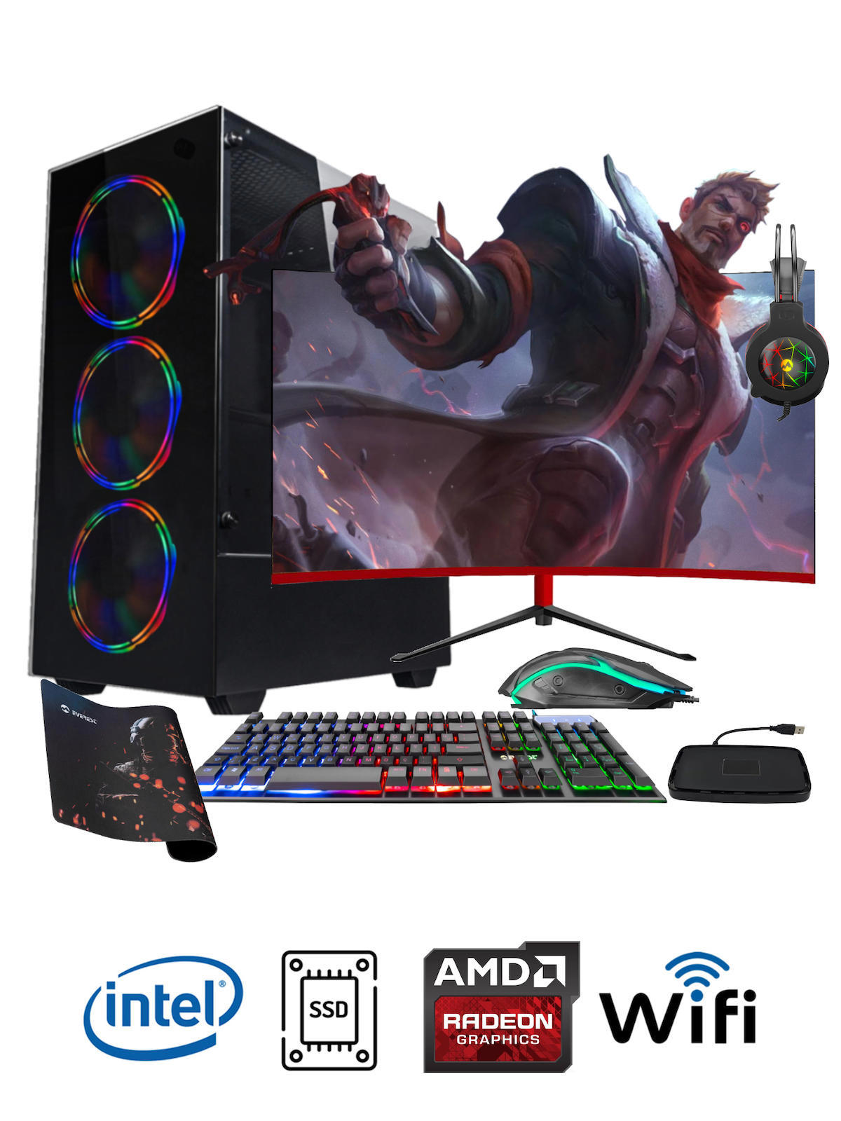 Ramtech Full Force Harici Radeon RX 550 Ekran Kartlı Intel Xeon X5670 32 GB DDR3 240 GB SSD 23.6 inç FULL HD FreeDos Masaüstü Oyuncu Bilgisayarı