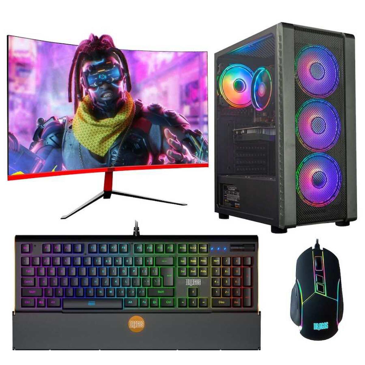 Dragos DRx812 Harici Radeon RX 550 Ekran Kartlı Intel Core i5 6400 16 GB DDR4 256 GB SSD 27 inç FULL HD FreeDos Masaüstü Oyuncu Bilgisayarı