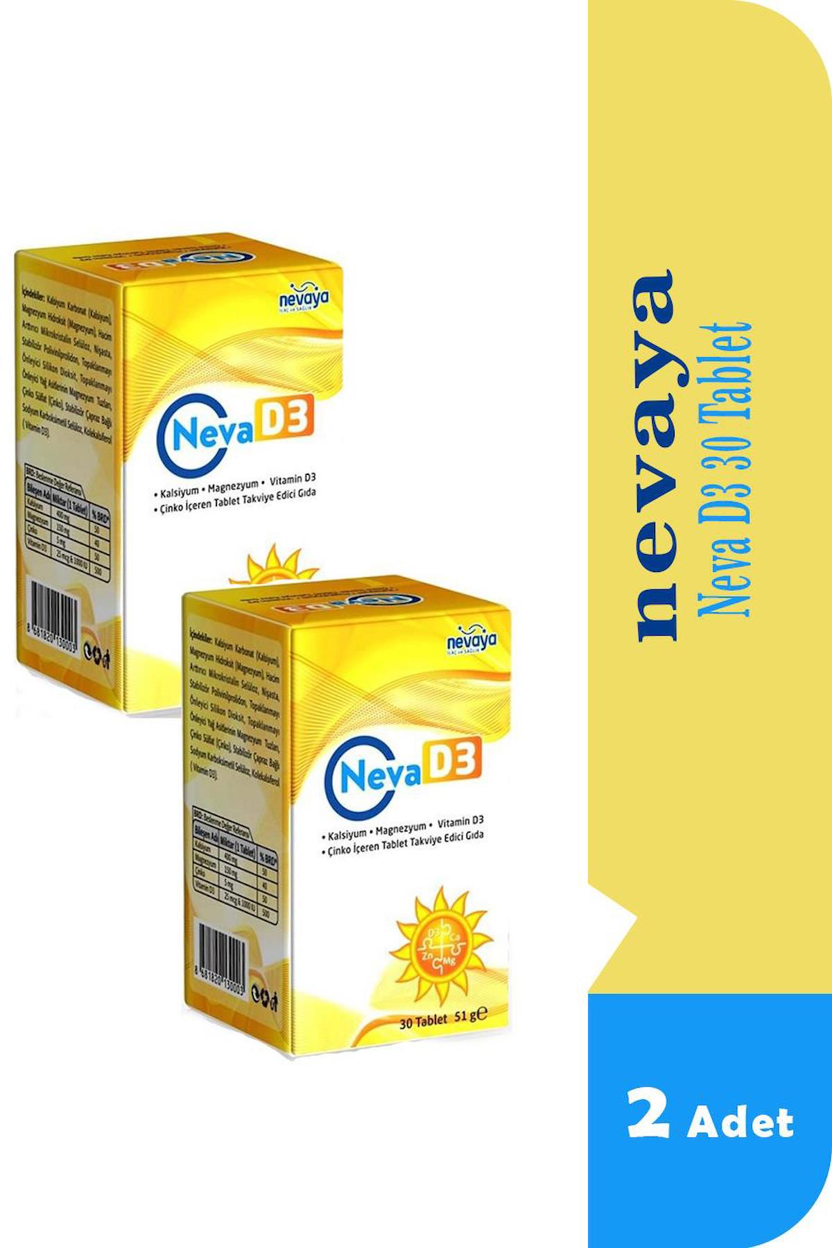 Nevaya D3 Vitamini Sade Unisex 2x30 Tablet