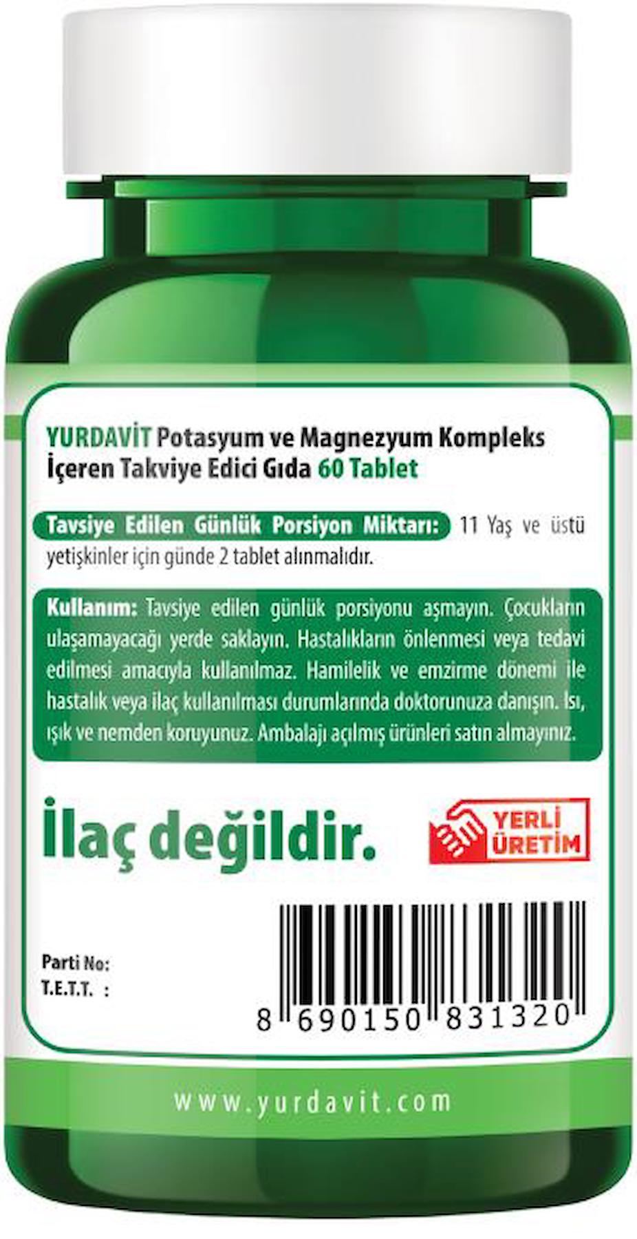 Yurdavit Potassium Magnezyum Unisex Vitamin 60 Tablet