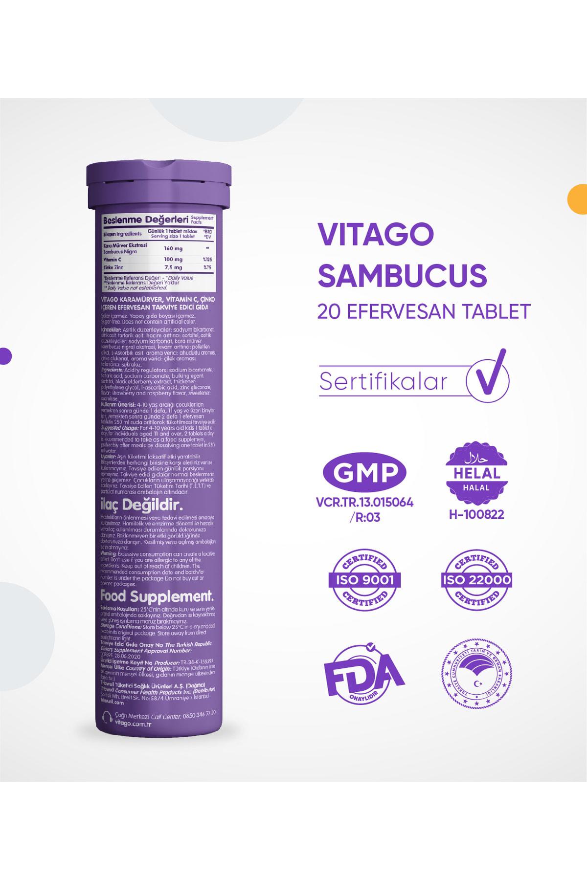 Vitago Sambucus Aromasız Unisex Vitamin 20 Tablet