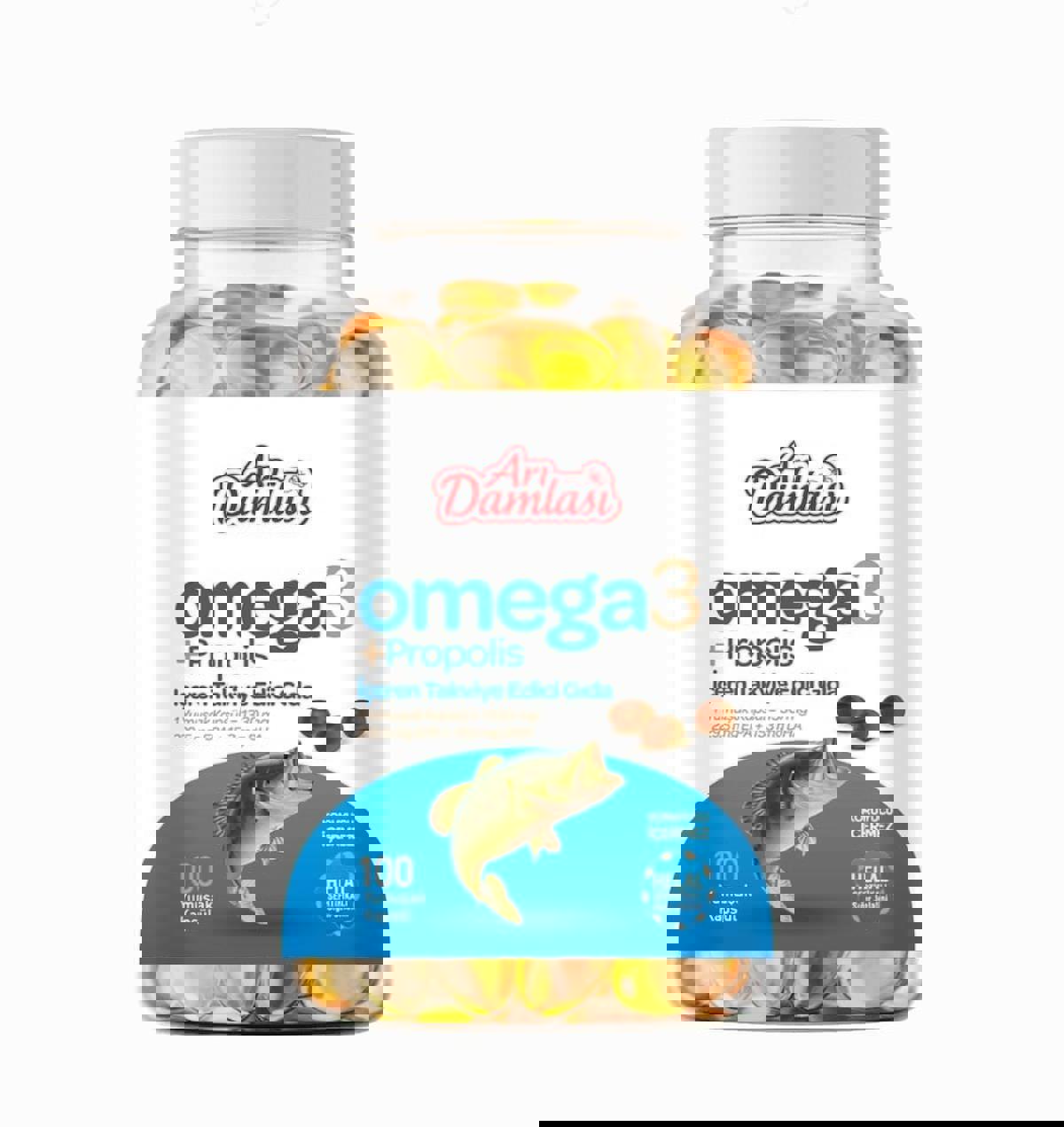 Arı Damlası Omega 3 Sade Çocuk - Yetişkin Vitamin 100 Kapsül