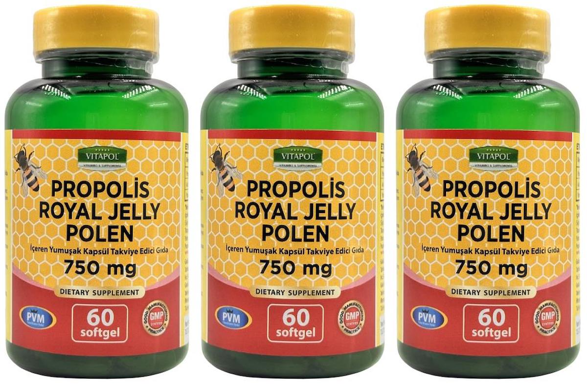 Vitapol Propolis Royal Jelly Polen Aromasız Unisex Vitamin 3x60 Tablet