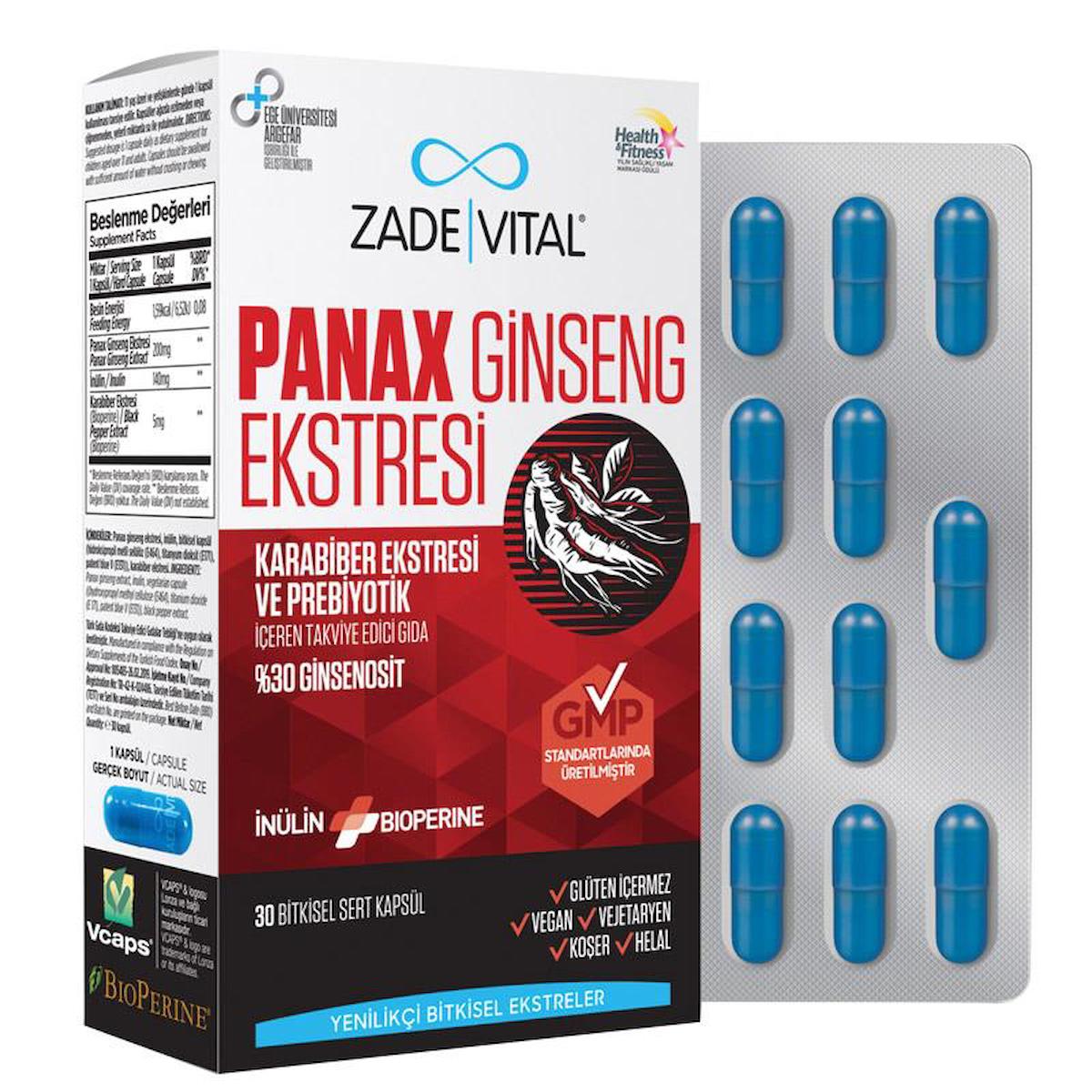 Zade Vital Panax Ginseng Ekstresi Aromasız Unisex Vitamin 30 Kapsül