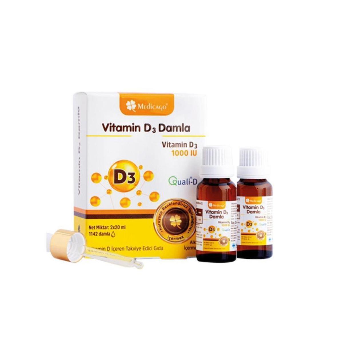 Medicago Vitamin D3 Aromasız Unisex 2x20 ml