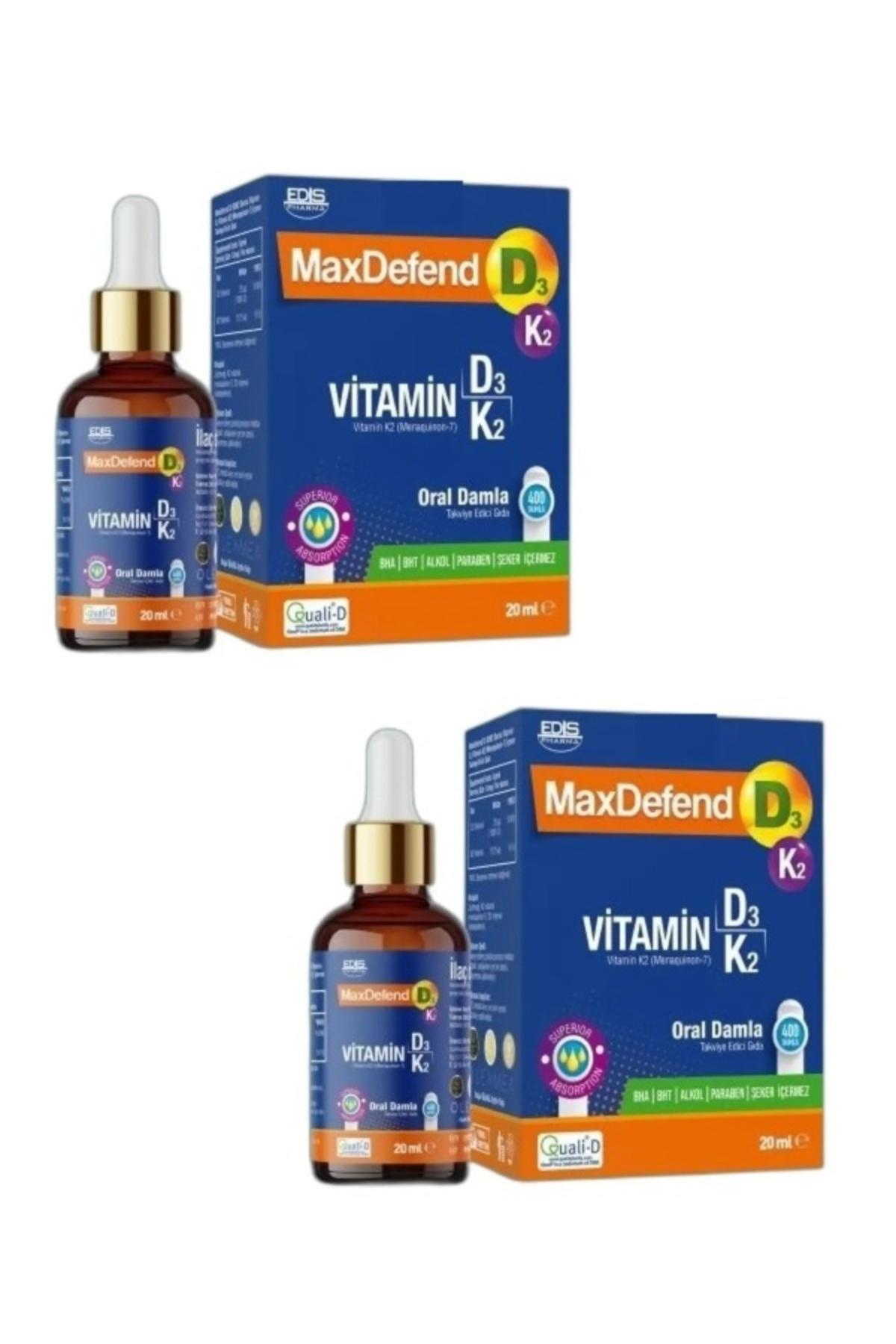 Edis Pharma Maxdefend Vitamin D3 K2 Sade Unisex 2x20 ml