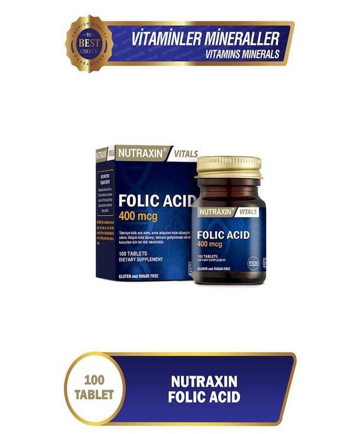 Nutraxin Folic Acid Sade Kadın Vitamin 100 Tablet