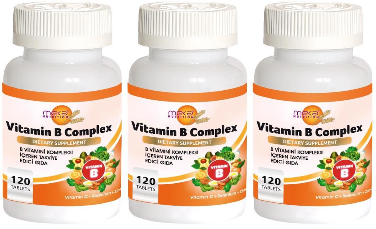 Meka Nutrition Vitamin B Aromasız Unisex 3x120 Tablet