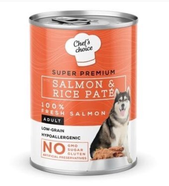 Chef's Choice Super Premium Pirinçli ve Somonlu Yetişkin Yaş Köpek Maması 400 gr Tekli