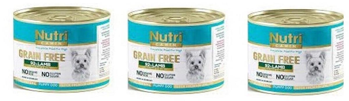 Nutri Canin Grain Free Kuzu Etli Yavru Yaş Köpek Maması 200 gr 3'lü