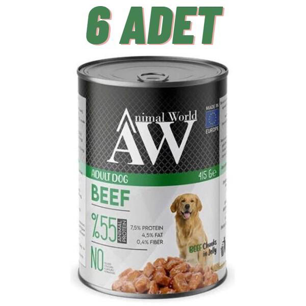 Animal World Biftekli Yetişkin Yaş Köpek Maması 415 gr 6'lı