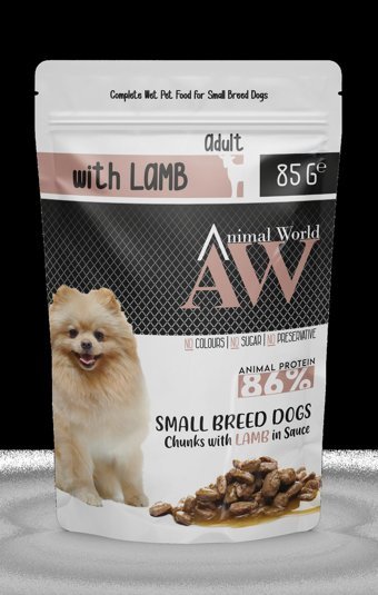 Animal World Kuzu Etli Soslu Yetişkin Yaş Köpek Maması 85 gr Tekli