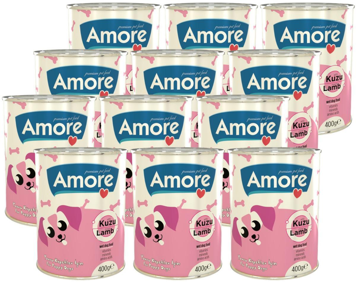 Amore Dog Wet Dog Food Kuzu Etli Parça Etli Yavru Yaş Köpek Maması 400 gr 12'li