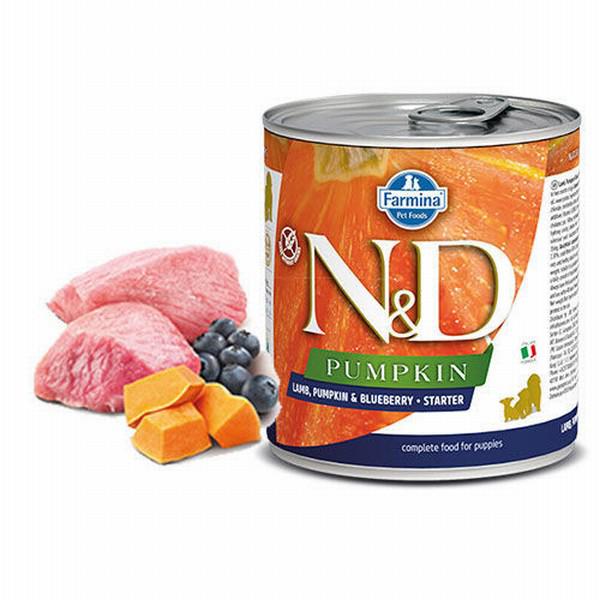 N&D Pumpkin Starter Bal Kabaklı Kuzu Etli ve Yaban Mersinli Yetişkin Yaş Köpek Maması 285 gr 6'lı