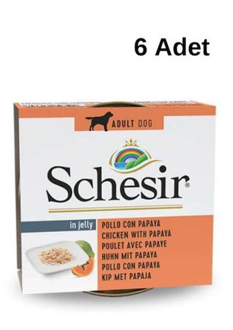 Schesir In Jelly Papaya ve Tavuklu Yetişkin Yaş Köpek Maması 150 gr 6'lı