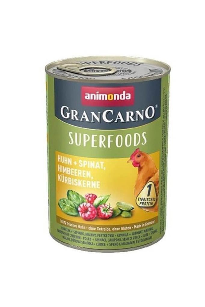 Animonda Gran Carno Superfoods Ispanaklı ve Tavuklu Yetişkin Yaş Köpek Maması 400 gr Tekli