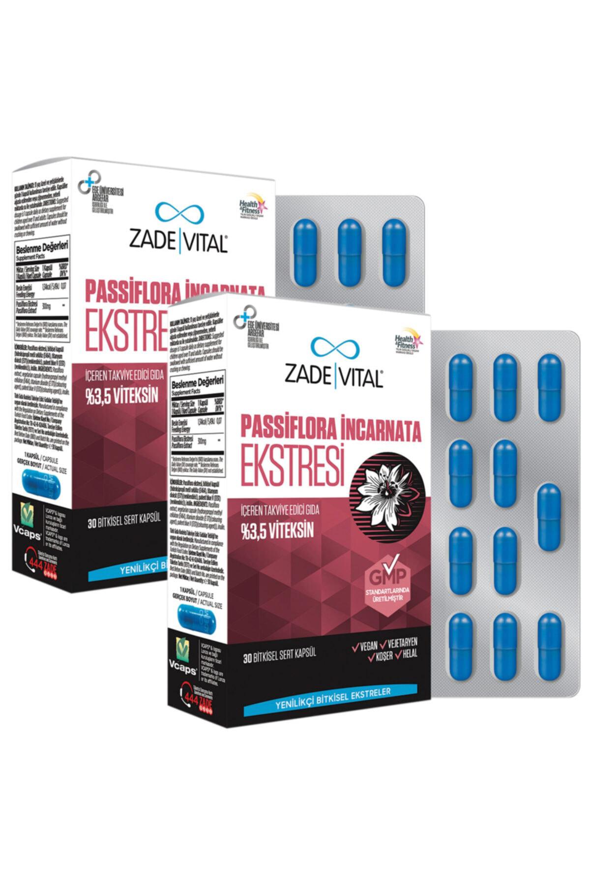 Zade Vital Passiflora İncarnata Ekstresi Aromalı Yetişkin Bitkisel Besin Desteği 2x60 Kapsül