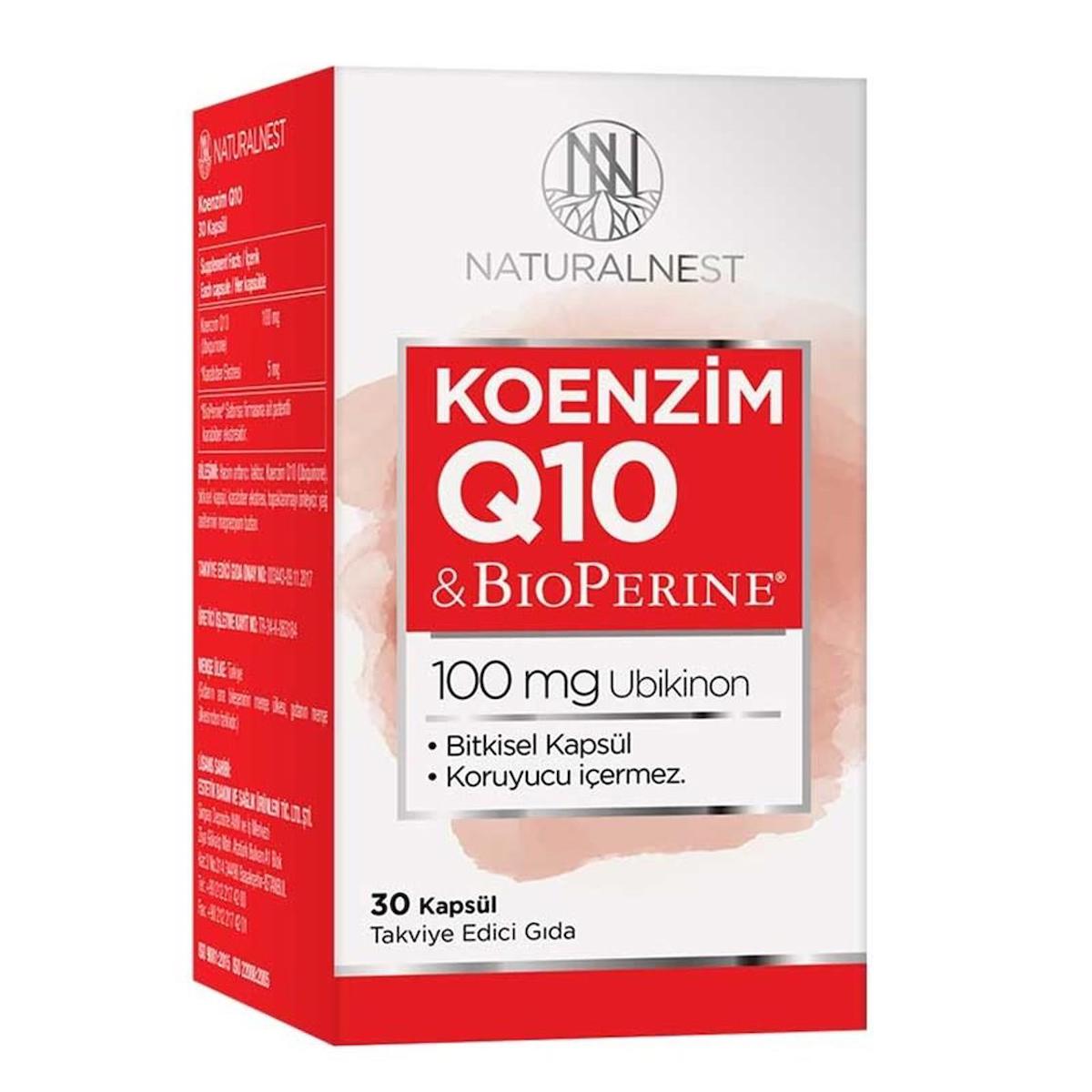 Naturalnest Koenzim Q10 Sade Yetişkin Bitkisel Besin Desteği 30 Kapsül