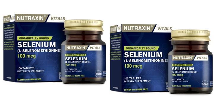 Nutraxin Selenyum Sade Yetişkin Bitkisel Besin Desteği 2x100 Tablet