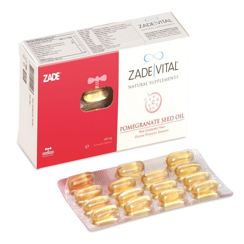 Zade Vital Pomegranate Seed Oil Aromalı Yetişkin Bitkisel Besin Desteği 30 Kapsül