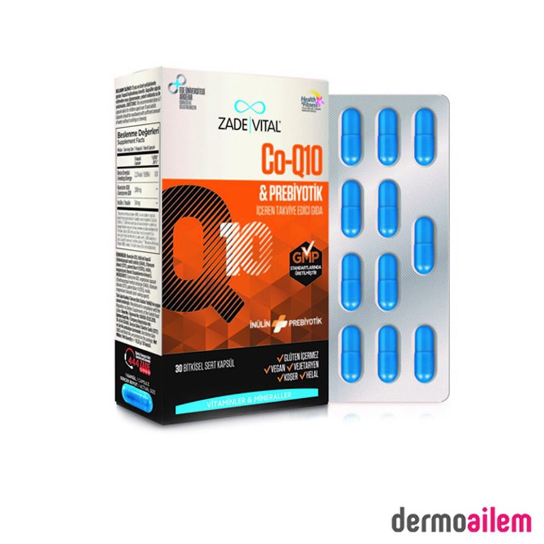 Zade Vital Coenzyme Q10 Aromalı Yetişkin Bitkisel Besin Desteği 30 Kapsül