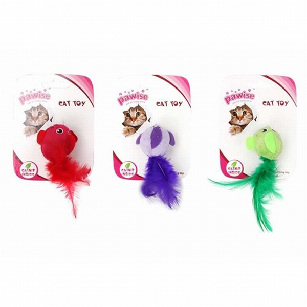 Pawise Kedi Otlu Peluş Tüylü Isırma Yavru-Yetişkin Kuş Kedi Oyuncağı