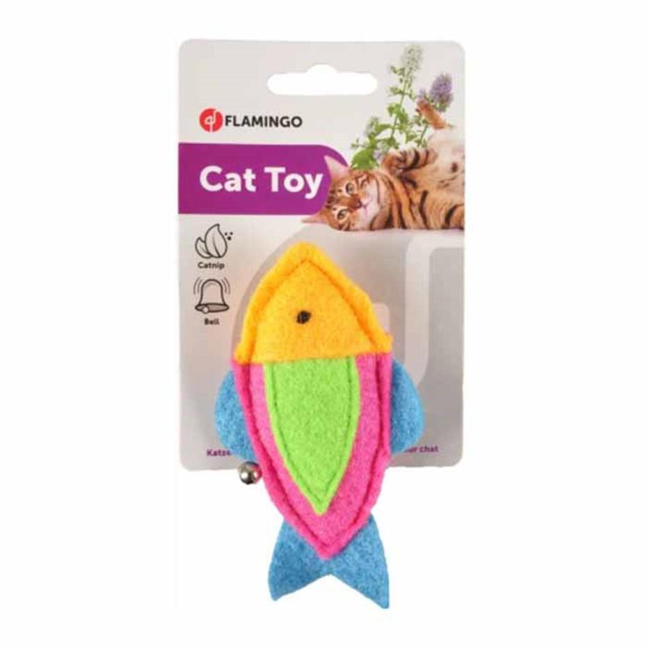 Flamingo Viny Kedi Otlu Sesli Isırma Yavru-Yetişkin Balık Kedi Oyuncağı