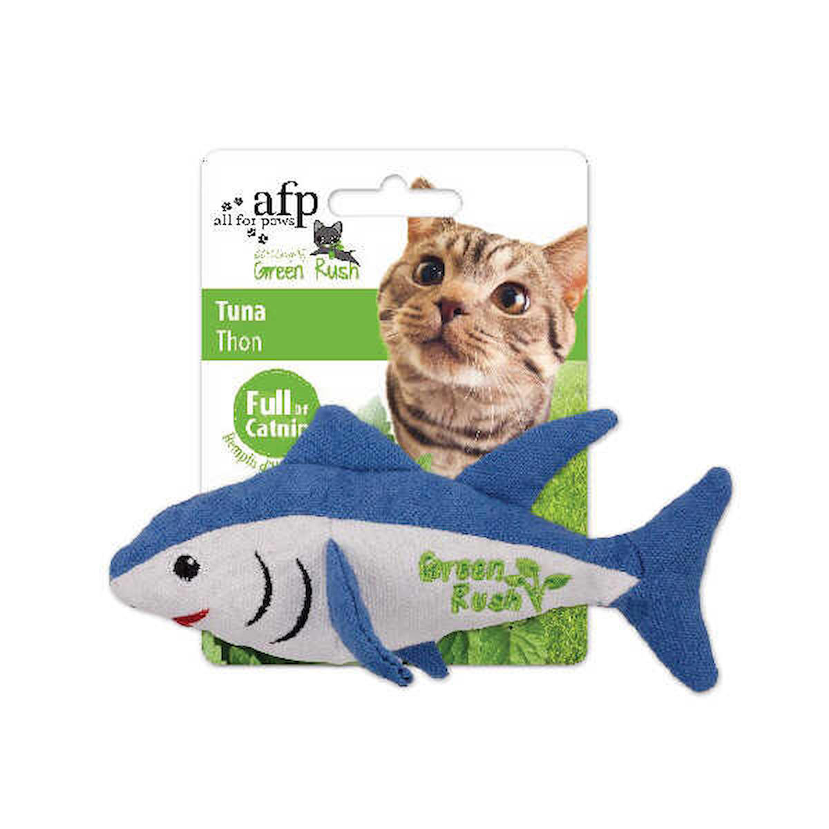 Afp Green Rush Kedi Otlu Peluş Isırma Yavru-Yetişkin Balık Kedi Oyuncağı