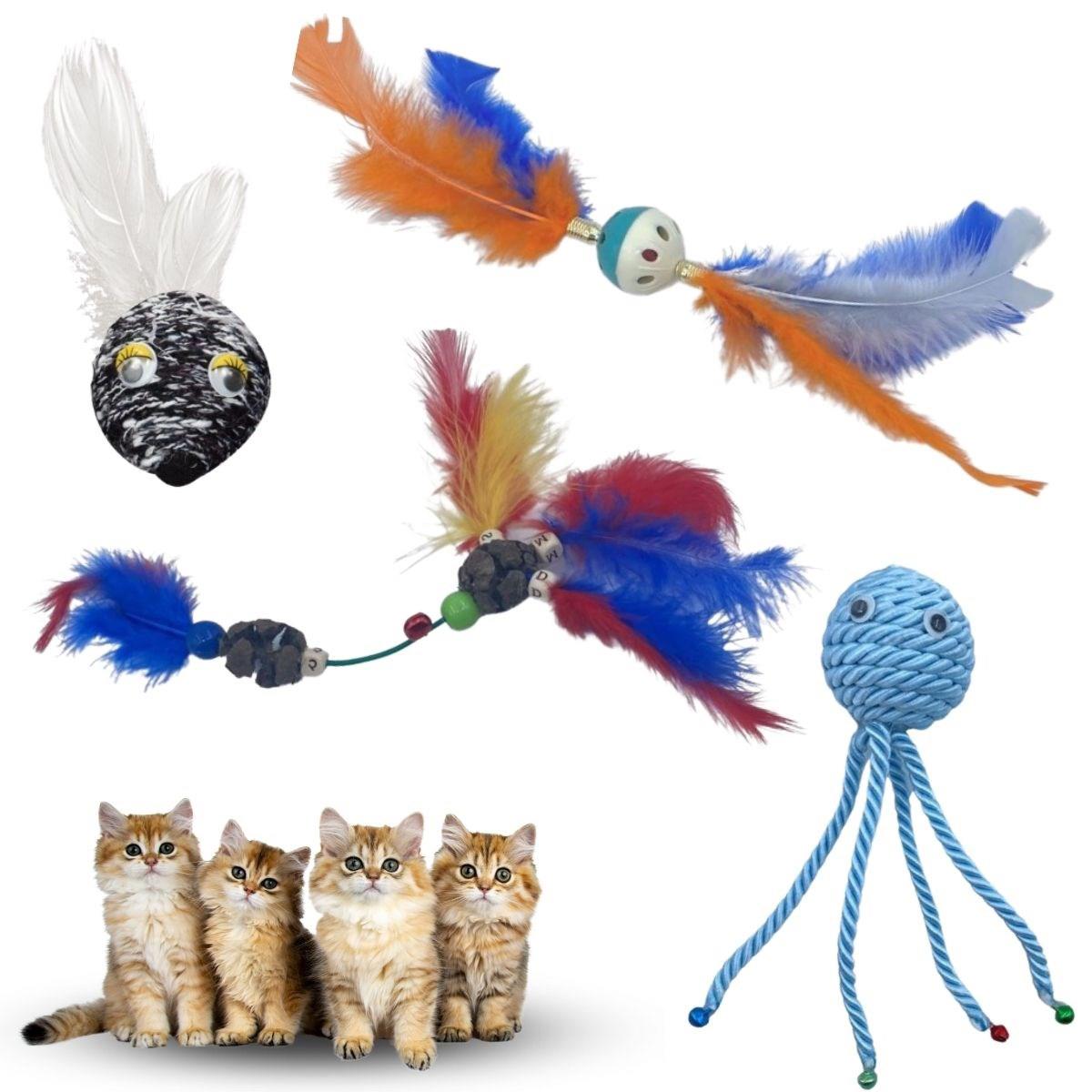 Buffer Peluş Tüylü Isırma Yavru-Yetişkin Ahtapot - Fare Kedi Oyuncağı