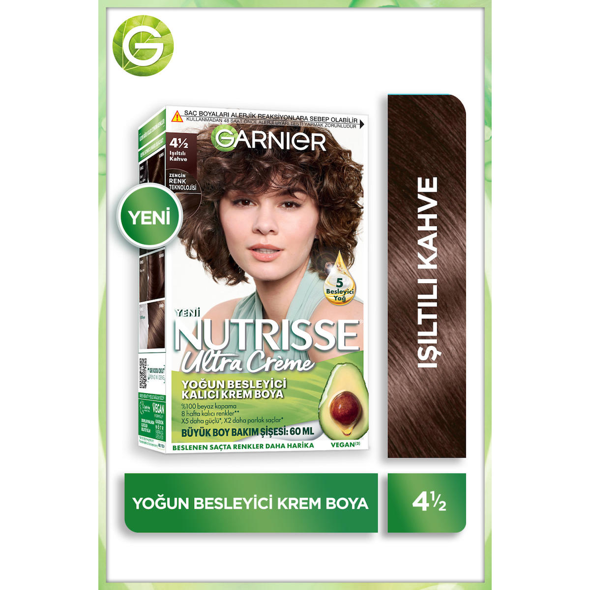 Garnier 4 1:2 Işıltılı Kahve Vegan Krem Saç Boyası 60 ml
