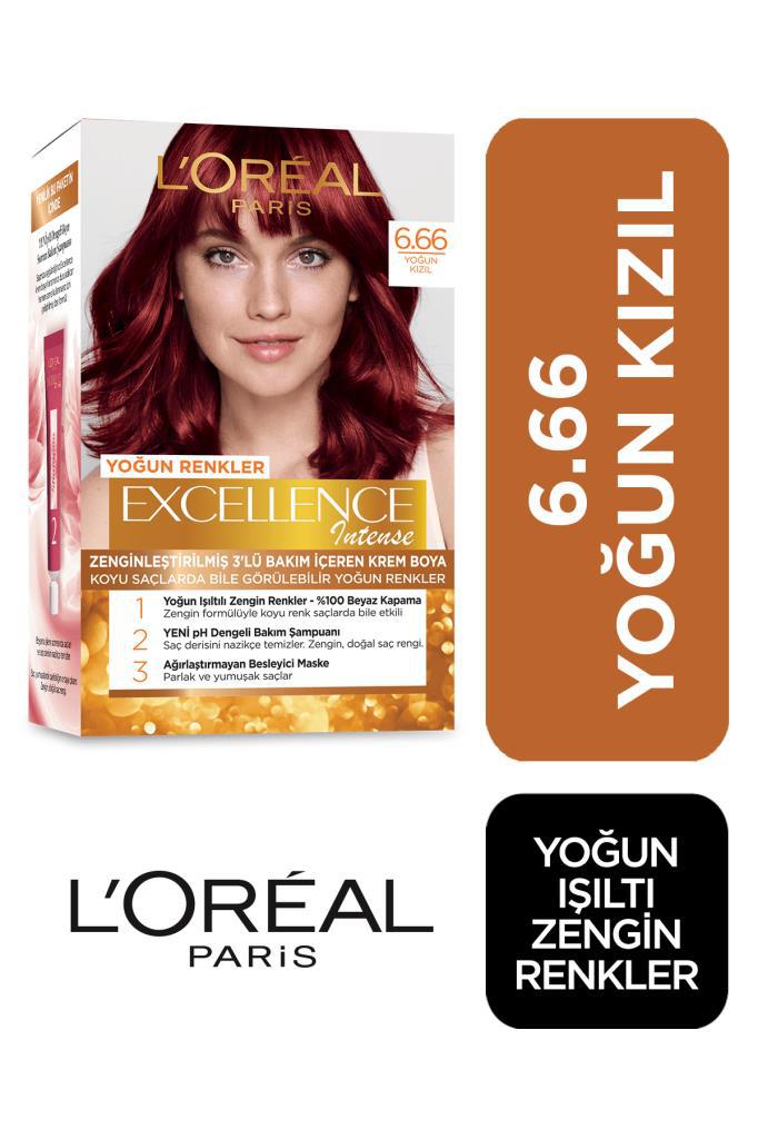 L'Oréal Paris 6.66 Yoğun Kızıl Krem Saç Boyası 48 ml
