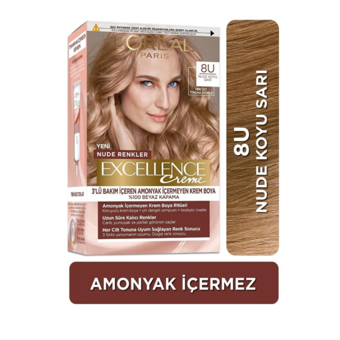 L'Oréal Paris 8U Nude Koyu Sarı Amonyaksız Krem Saç Boyası 48 ml