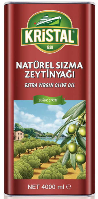 Kristal Natürel Dolgun Güçlü Polifenolsüz Soğuk Sıkım Olgun Hesap Teneke Sızma Zeytinyağı 4 lt