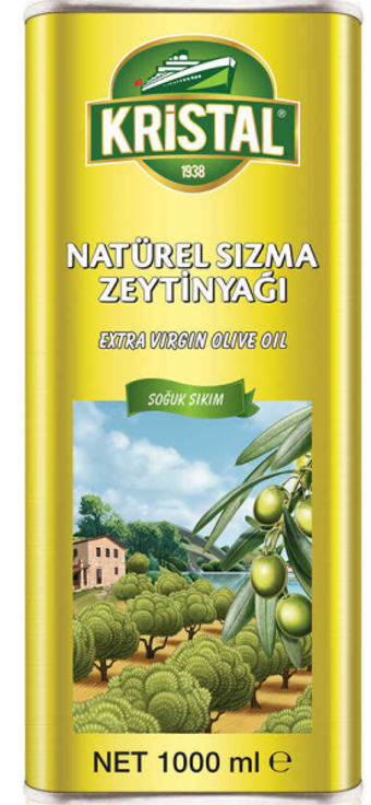 Kristal Natürel Yumuşak Doğal Polifenolsüz Soğuk Sıkım Olgun Hesap Teneke Sızma Zeytinyağı 1 lt