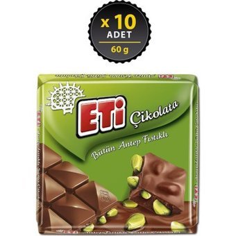 Eti Antep Fıstıklı Çikolata 60 gr 10 Adet