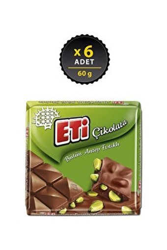 Eti Antep Fıstıklı Çikolata 60 gr 6 Adet