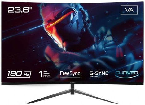 GameBooster GB-2418CF 180 Hz 1 ms 23.6 inç FHD Kavisli Ekran VA HDMI Freesync G-Sync 1920 x 1080 px LED Oyuncu Monitör