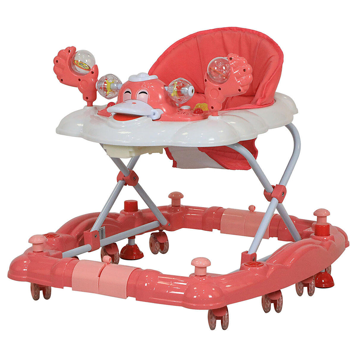 Prego Baby Ördekli 8 Tekerlekli Oyuncaklı Sallanan Örümcek Yürüteç Pembe