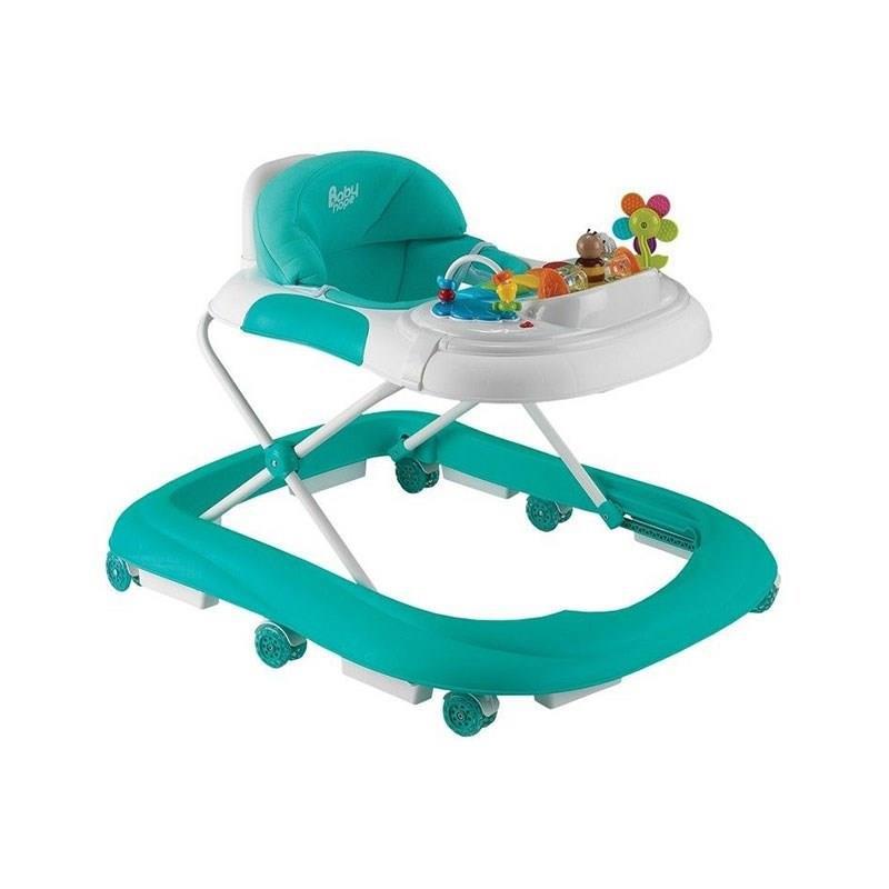 Baby Hope 213 Star Çiçekli 6 Tekerlekli Oyuncaklı Sallanan Müzikli Örümcek Yürüteç Turkuaz