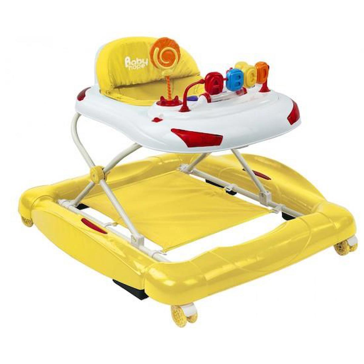 Baby Hope Tobby 219 Harfli 6 Tekerlekli Oyuncaklı Sallanan Müzikli Örümcek Yürüteç Sarı