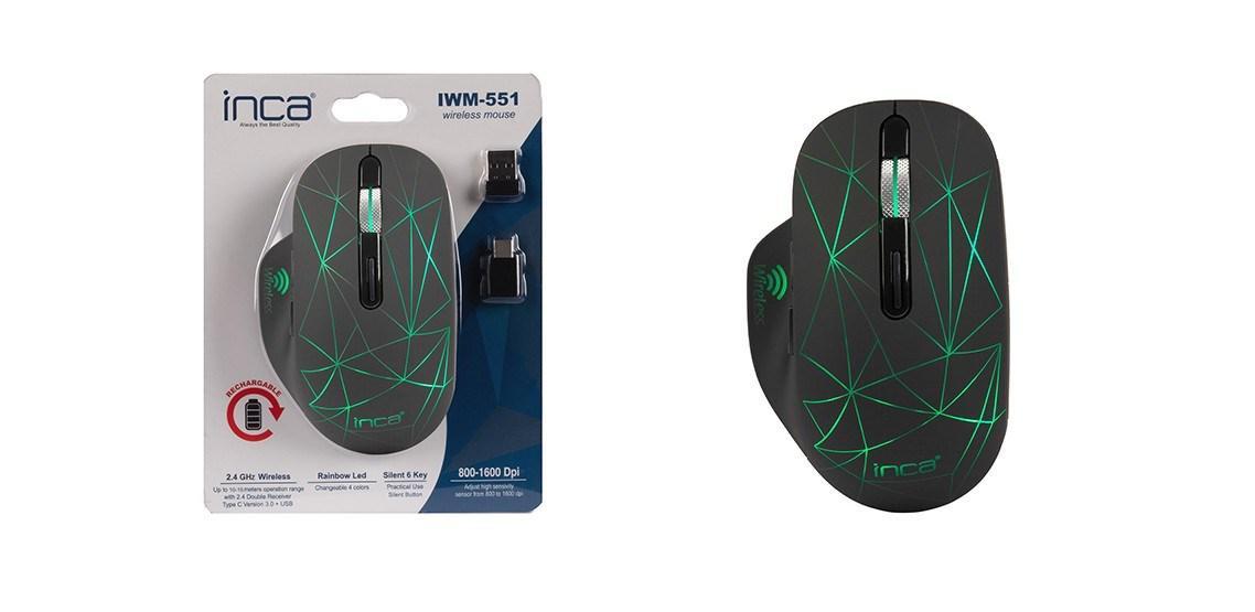 Inca IWM-551 Sessiz Makrolu Kablosuz Siyah Optik Mouse