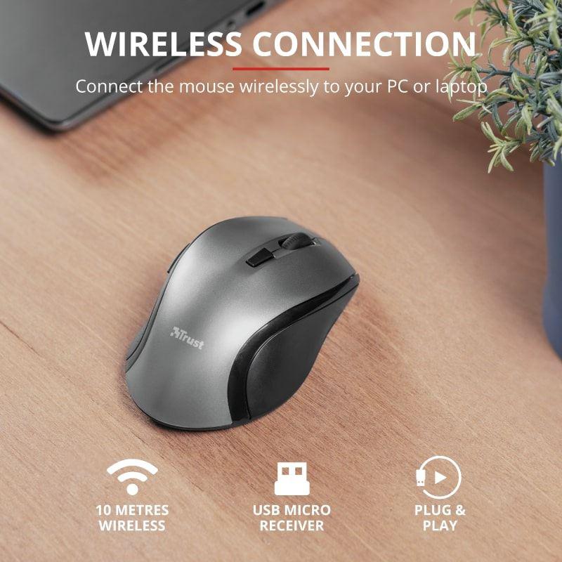 Trust Makrolu Kablosuz Gri Optik Mouse