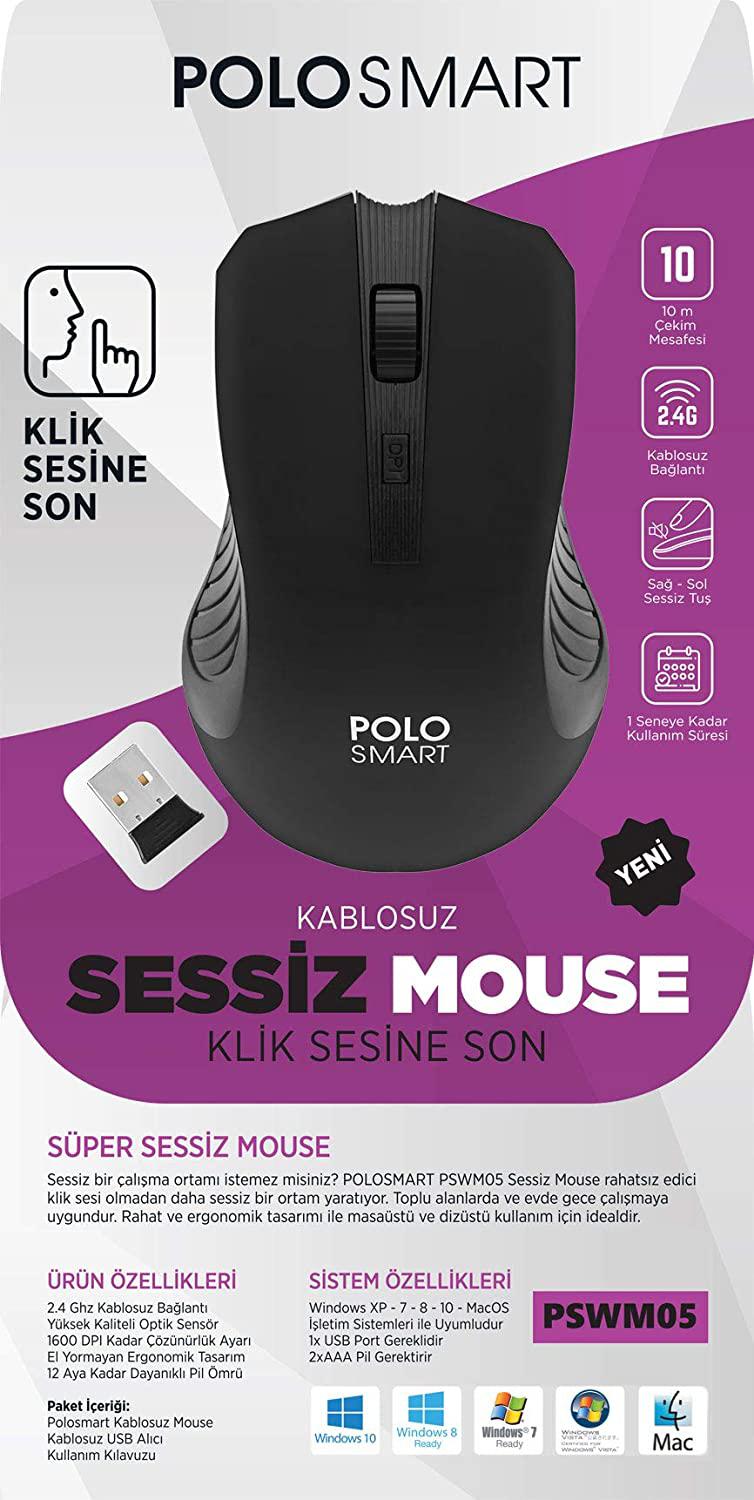 Hector Emprorium PSWM05 Sessiz Ergonomik Kablosuz Siyah Optik Mouse